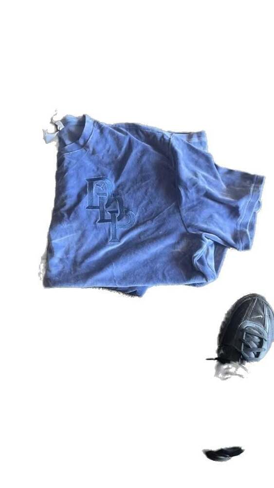 Puma x Dapper Dan DDP Velour Stone Embroidered Indigo Blue T-Shirt Men's Size S